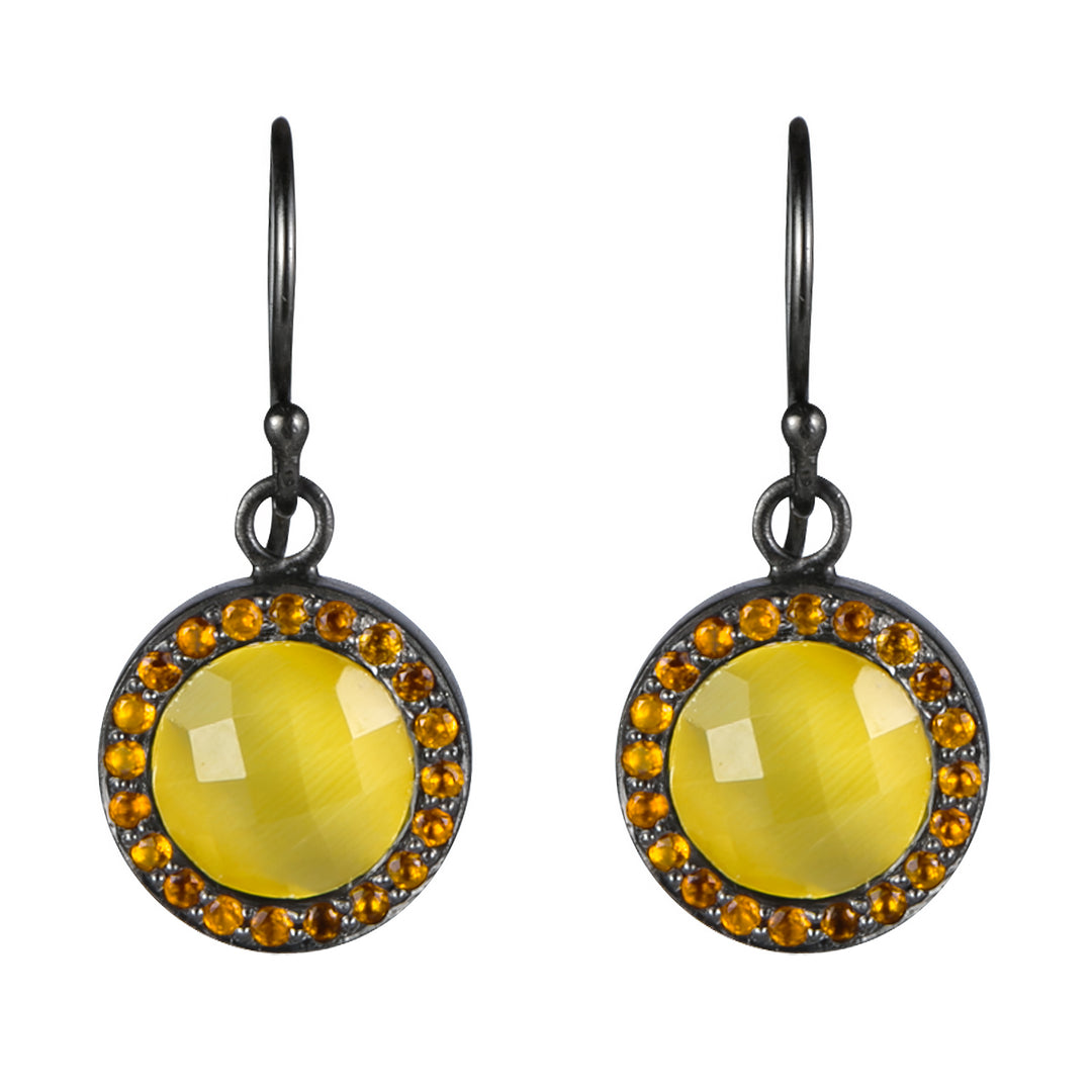 Yellow Moonstone Halo Earrings