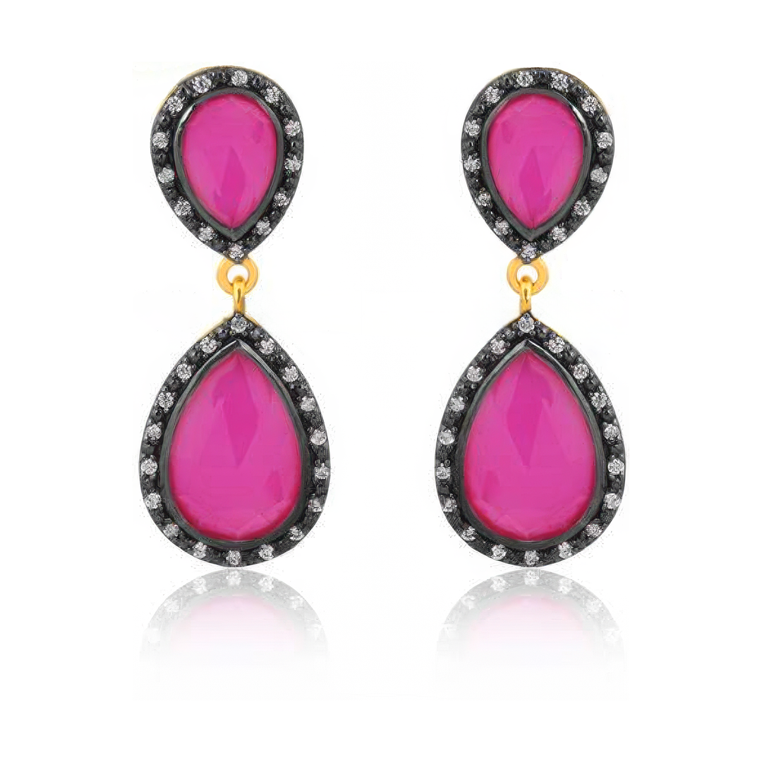 Pink Chalcedony Krika Earrings