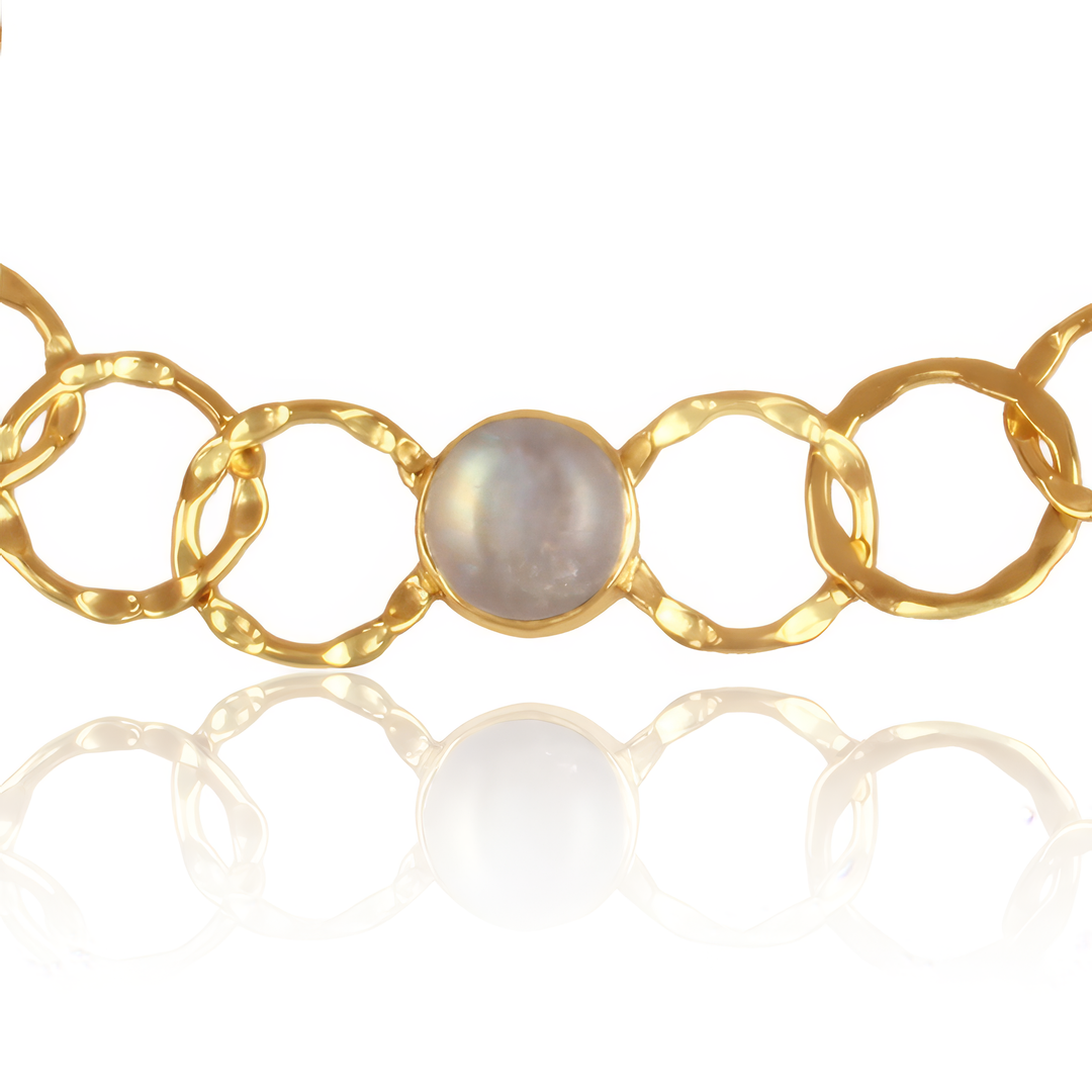 Rainbow Moonstone Halo Bracelet