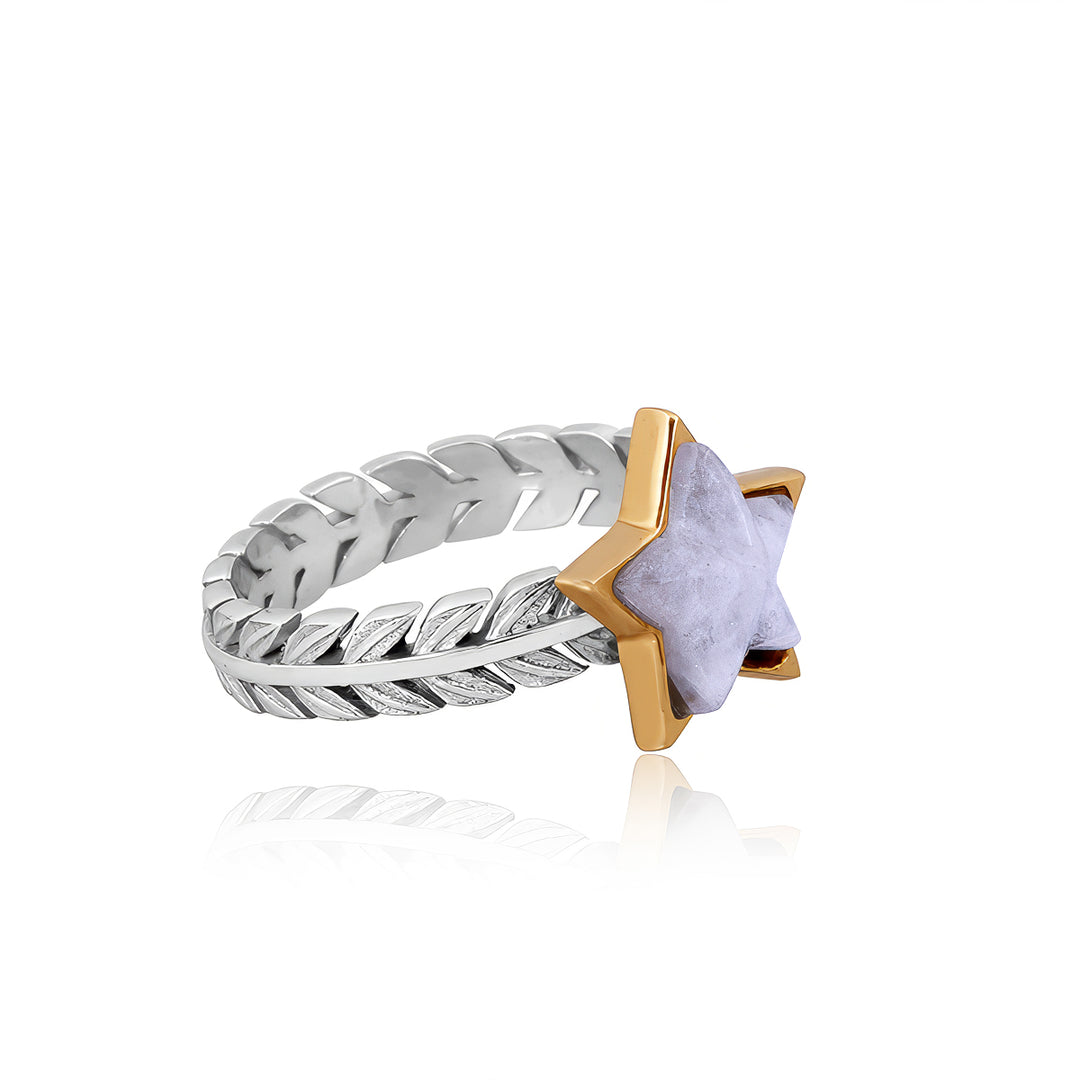 Rainbow Moonstone Star Ring