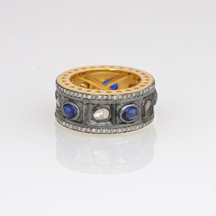 Anillo Chrysler Zafiro Azul y Diamantes