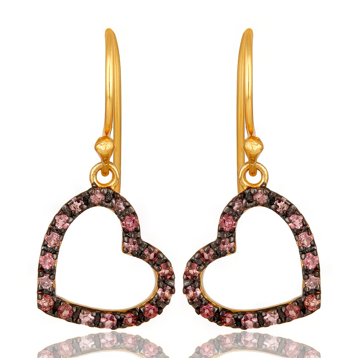 Pink Tourmaline Dangly Hearts Earrings