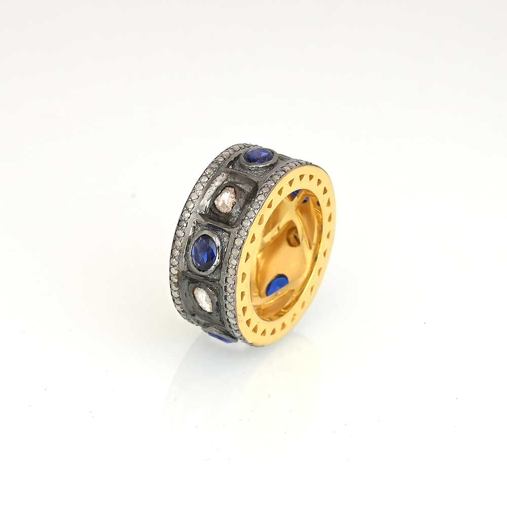 Anillo Chrysler Zafiro Azul y Diamantes