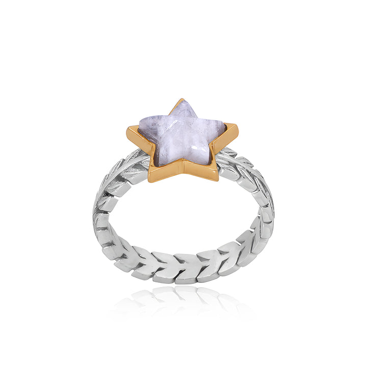 Rainbow Moonstone Star Ring