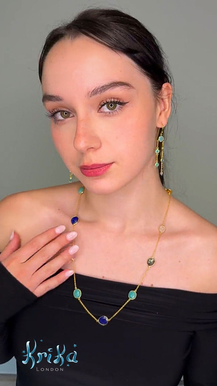 River Phoenix Multi-Gemstone Necklace in 18ct Gold-Plated Sterling Silver