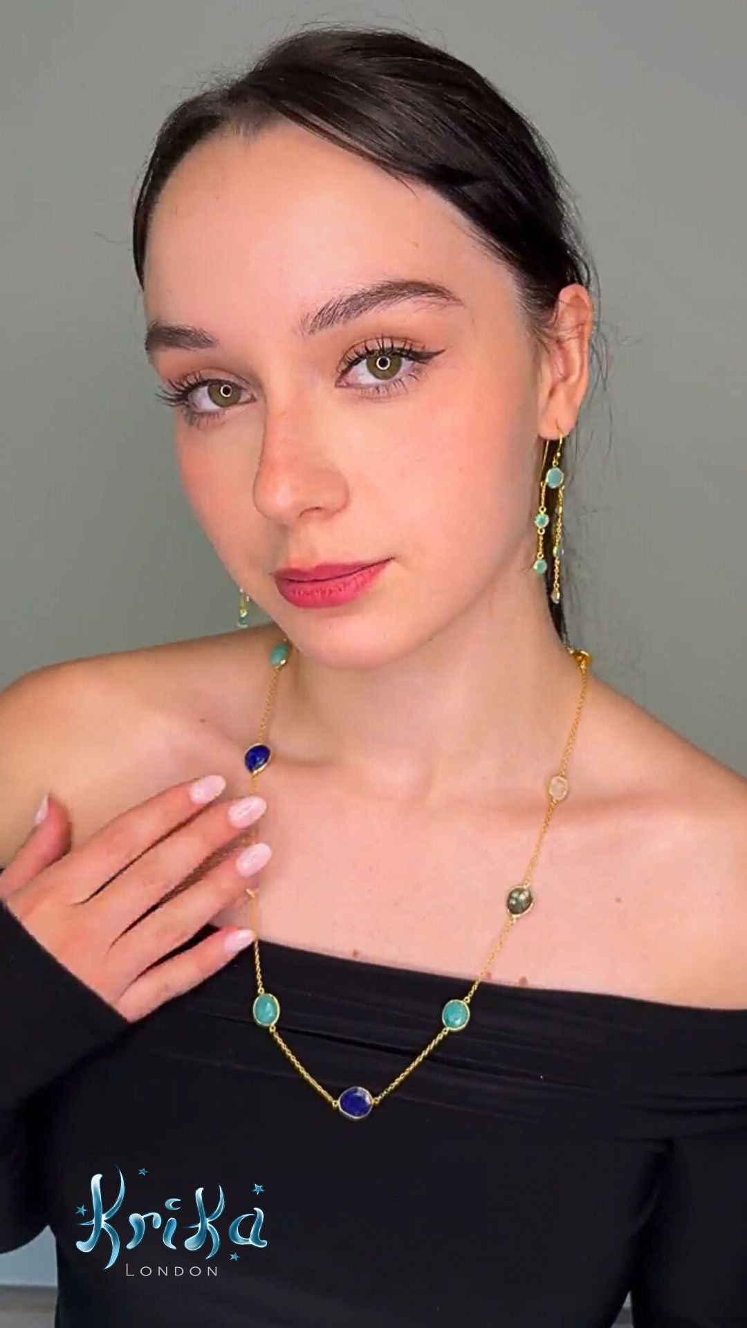 River Phoenix Necklace and Mint Earrings

