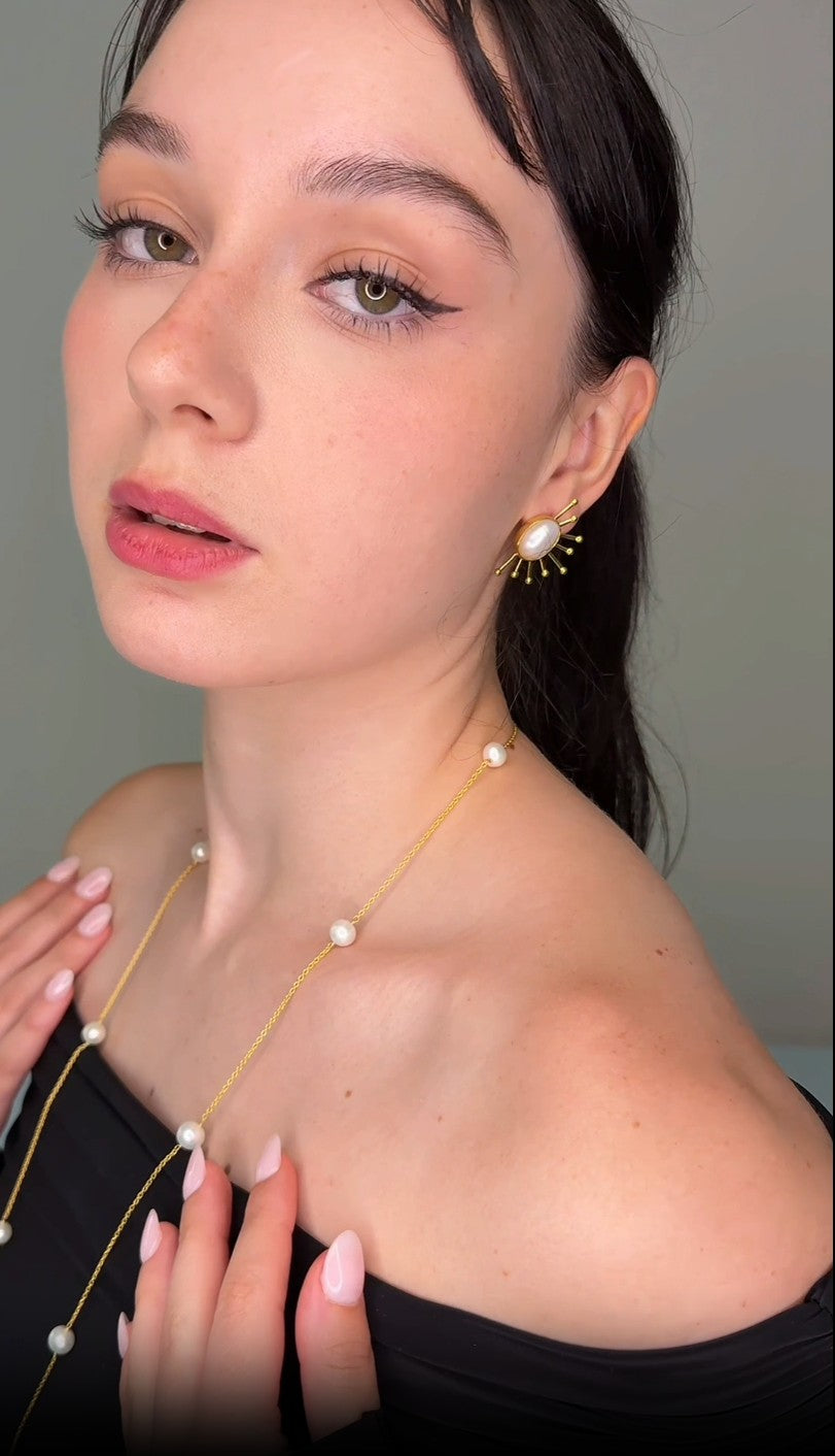 Colar de Pérolas Titan Dourado